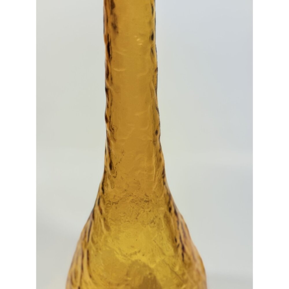 Genie Bottle Vintage Amber Empoli Crinkle Glass No Stopper Mid Century Art Home - Picture 4 of 15